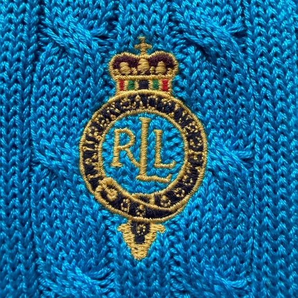 Ralph Lauren Active Cotton V-neck Preppy Cable Knit Sweater - Picture 3 of 12